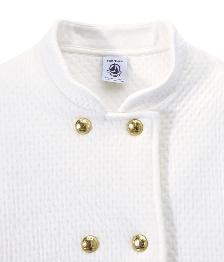 Girl's quilted double knit coat white