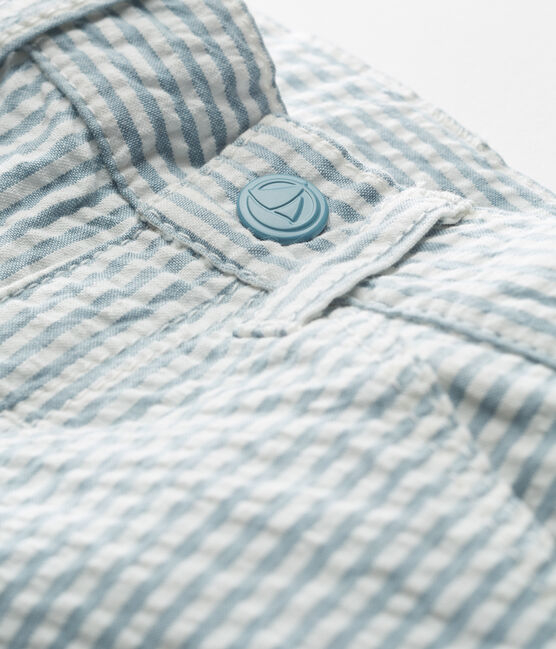 Baby boys' striped trousers FONTAINE blue/MARSHMALLOW white