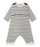 Baby boys' striped all-in-one COQUILLE beige/SMOKING blue