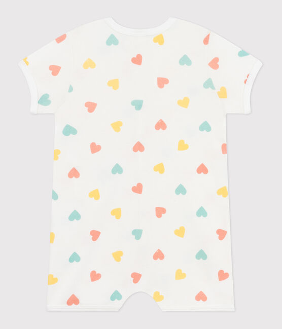 Babies' short heart print cotton jumpsuit MARSHMALLOW white/MULTICO white