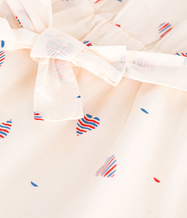 Children's sleeveless heart-print cotton dress Ecru/multicolor