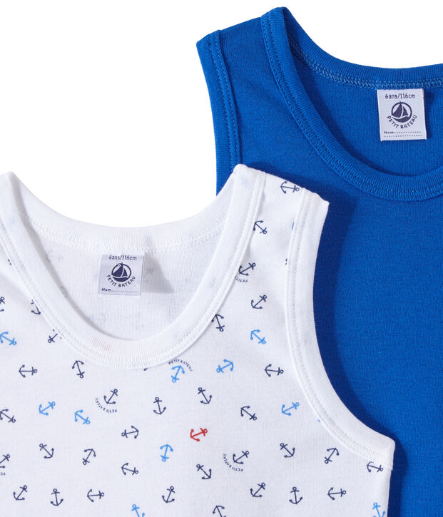 Set of 2 boys' tank tops white