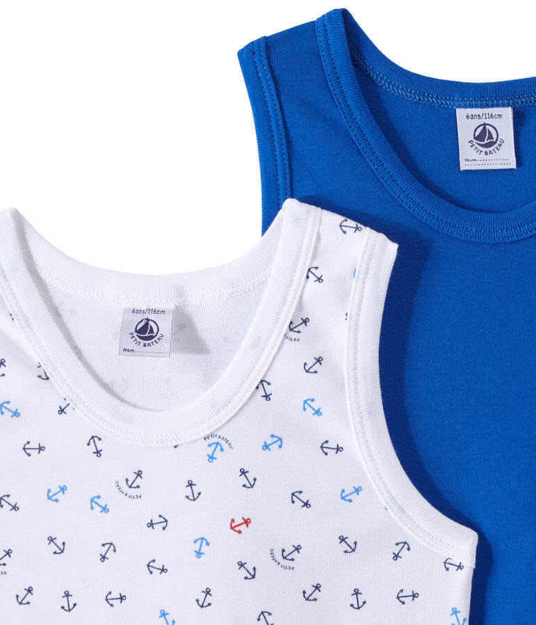 Set of 2 boys' tank tops white