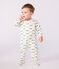 Babies' brushed fleece crocodile-print pyjama suit with a back opening MILK /MULTICO