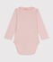 Babies' Long-Sleeved Cotton Bodysuit With Ruffle Collar SALINE pink