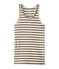 Women's vest top in heritage striped rib SHITAKE brown/MARSHMALLOW white