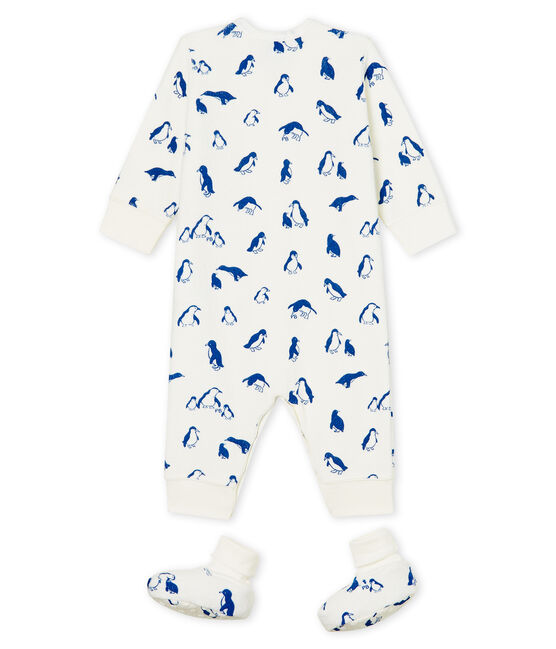 Baby Boys' Nightwear Set in Extra Warm Brushed Terry Towelling MARSHMALLOW white/MAJOR CN blue