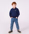 Children's stripy cotton polo neck sweatshirt blue/green/blue