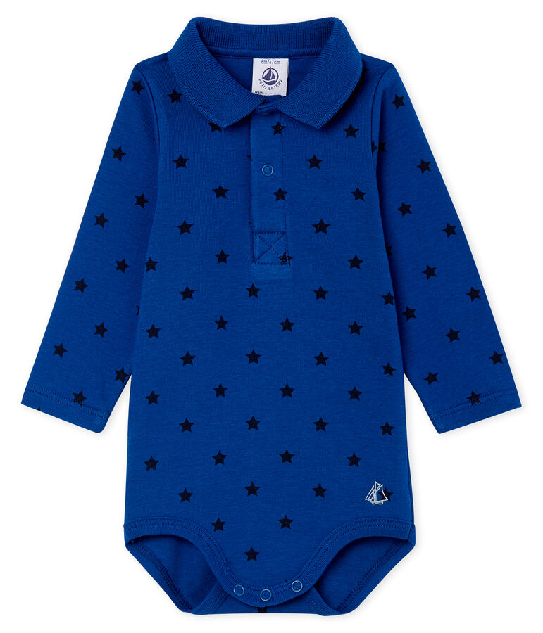 Baby Boys' Long-Sleeved Polo Shirt with Collar blue/blue