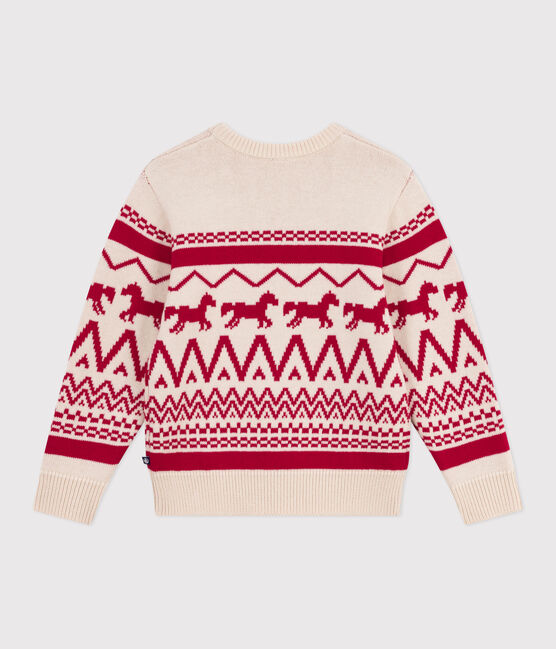 Children's patterned wool and cotton jumper AVALANCHE red/TERKUIT