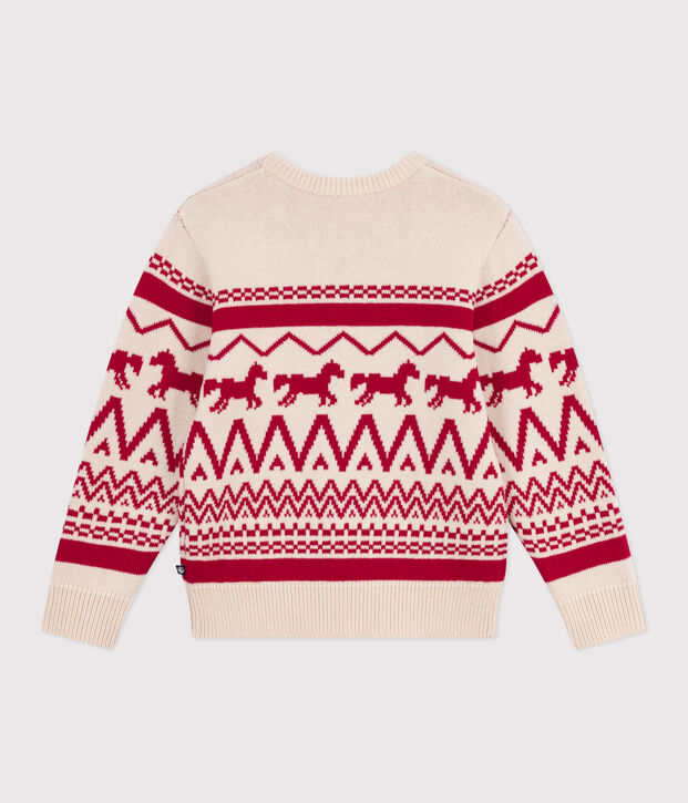 Children's patterned wool and cotton jumper red/red