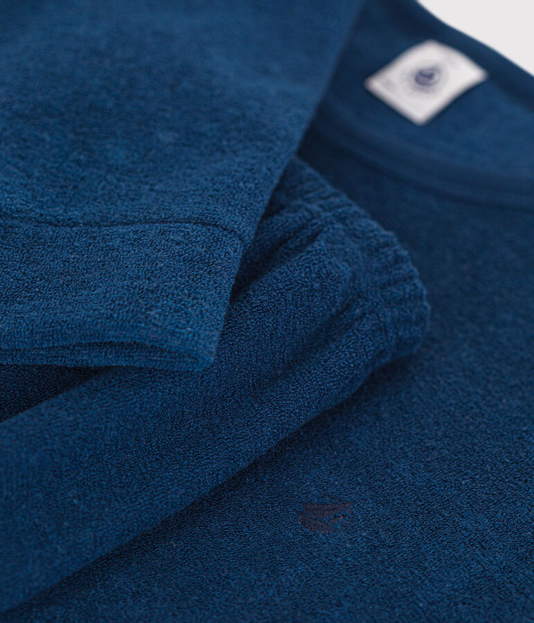 Plain junior pyjamas in terry towelling blue