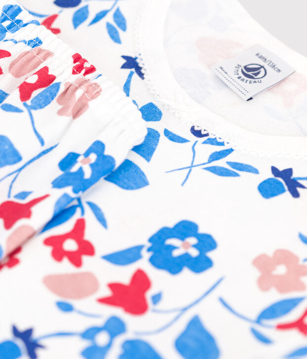 Children's floral cotton pyjamas white/multicolor