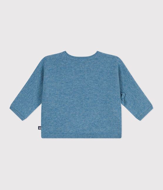 Babies' wool and cotton openwork knit wrapover top ADRIATIC