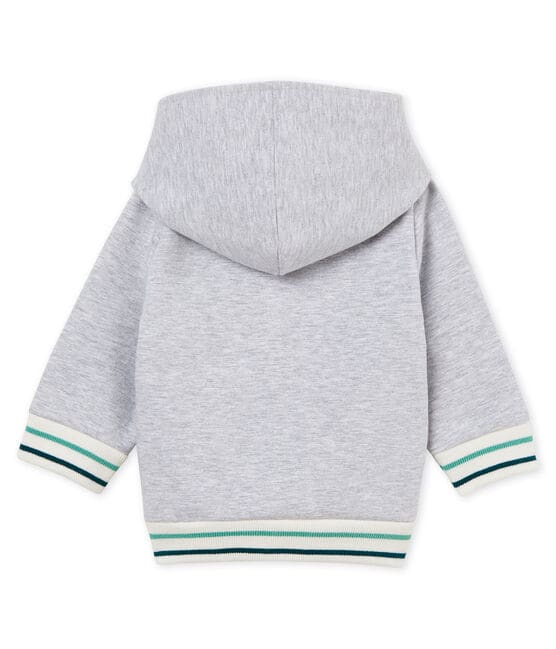 Baby boys' hooded zip up Sweatshirt POUSSIERE CHINE grey