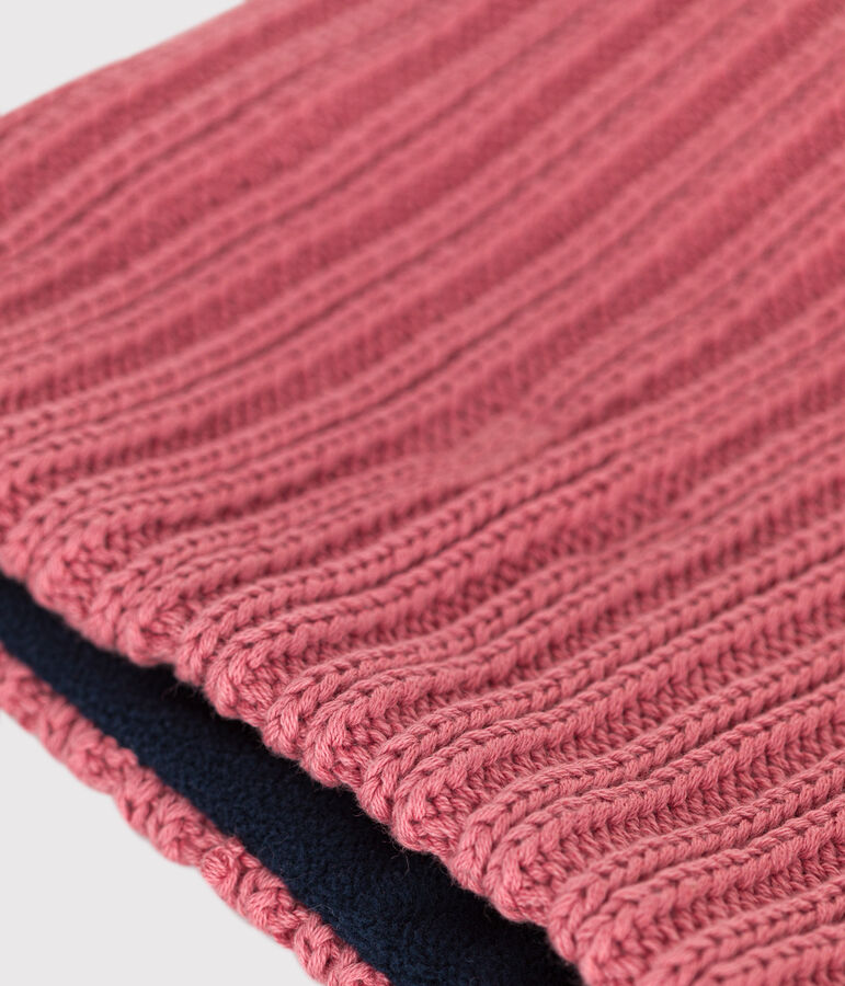 Children's fleece-lined knitted snood pink