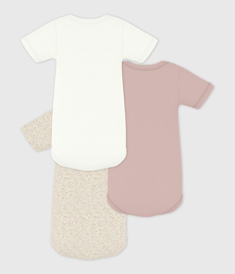 Babies' Plain Short-Sleeved Cotton Bodysuits - 3-Pack multicolor