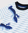 Boys' Short-Sleeved Jersey T-Shirt JASMIN blue/MARSHMALLOW white