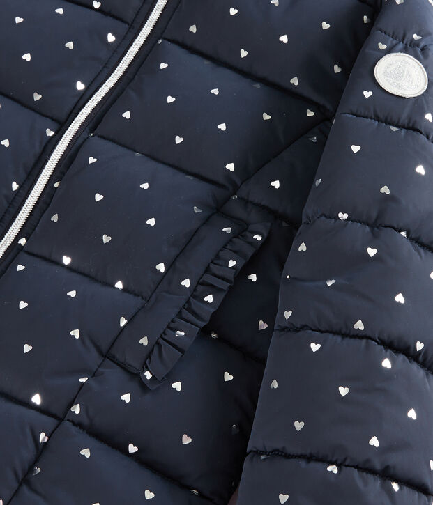 Girls' puffer jacket blue/grey