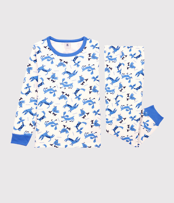 Boys' Animal Motif Cotton Pyjamas MARSHMALLOW white/MULTICO white