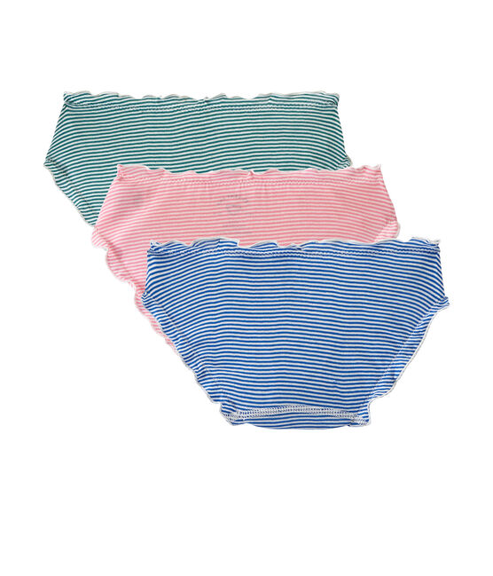 Set of 3 light cotton ruffled panties for woman . white
