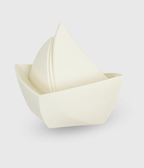 Babies' silicone boat bath toy MARSHMALLOW white