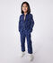 Children's long-sleeved floral cotton jumpsuit MEDIEVAL blue/MARSHMALLOW white
