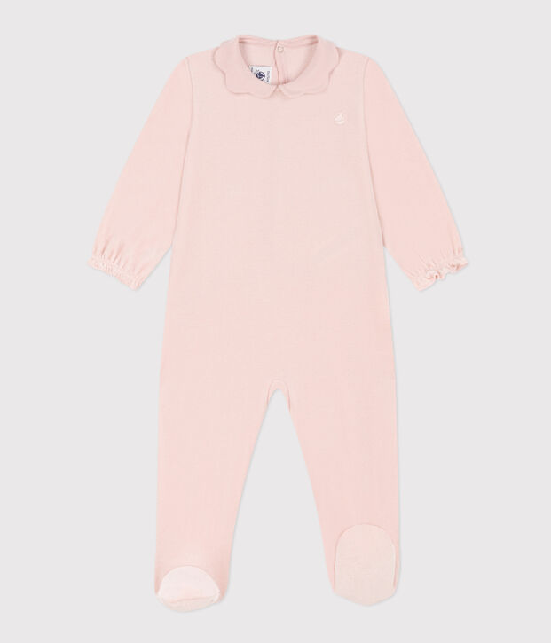Babies' Plain Pink Velour Pyjamas pink