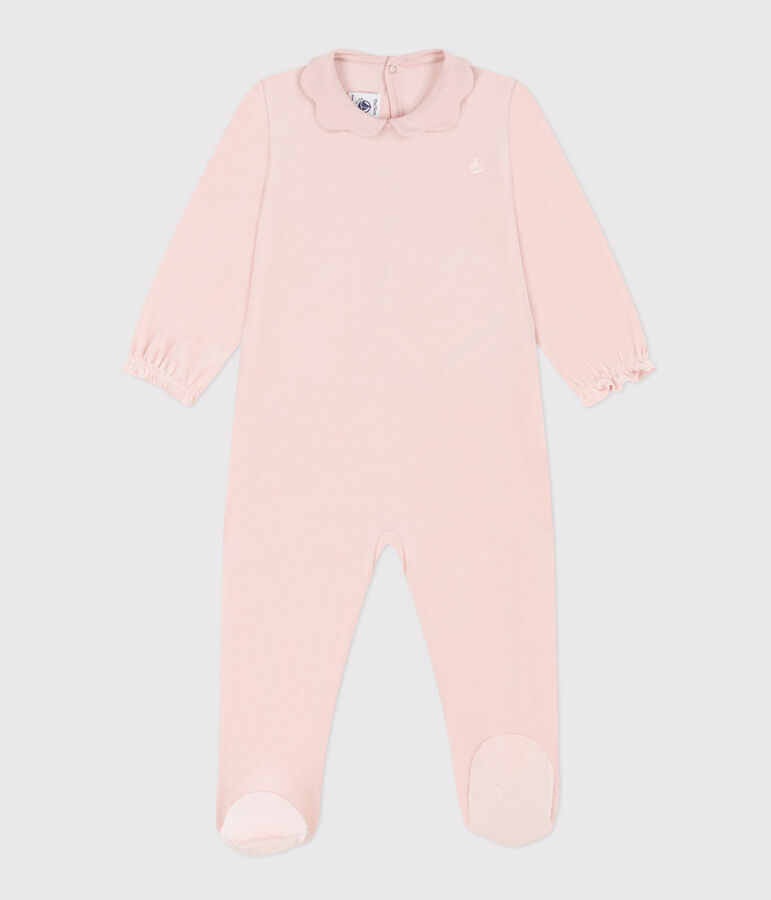 Babies' Plain Pink Velour Pyjamas pink
