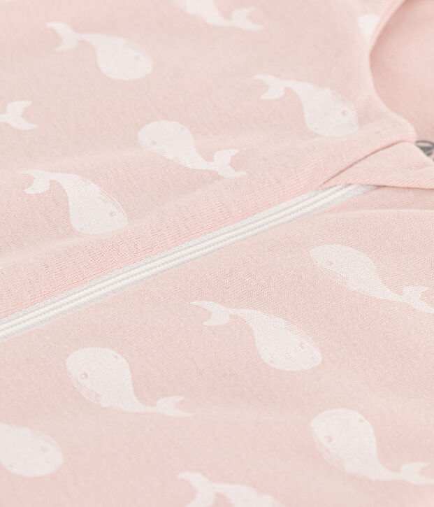 Pink whale 2 TOG cotton sleeping bag pink/white