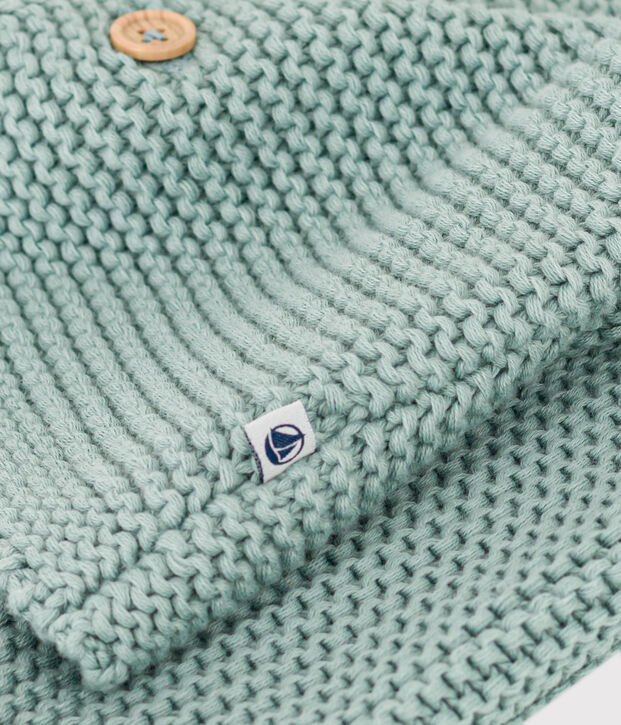 Babies' Moss Stitch Knit Cardigan green