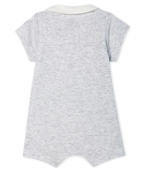 Babies Short Ribbed Bodyjama grey/white