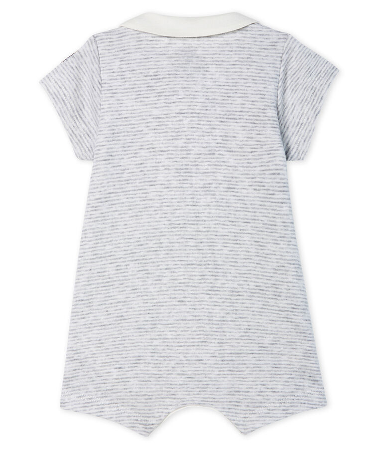 Babies Short Ribbed Bodyjama POUSSIERE grey/MARSHMALLOW white