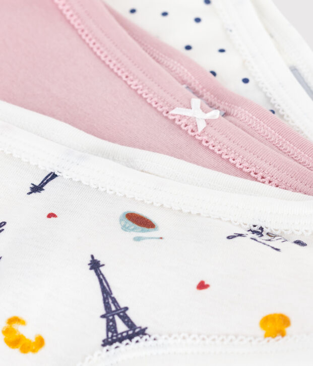 Pack of children's high-waisted Paris-print cotton pants multicolor