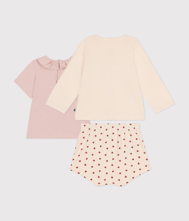 Babies' Lightweight Jersey Outfit - 3-Piece Set Ecru/multicolor