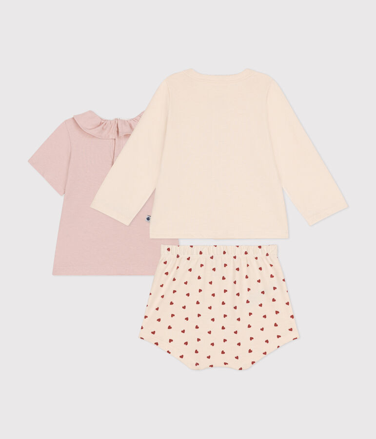 Babies' Lightweight Jersey Outfit - 3-Piece Set Ecru/multicolor