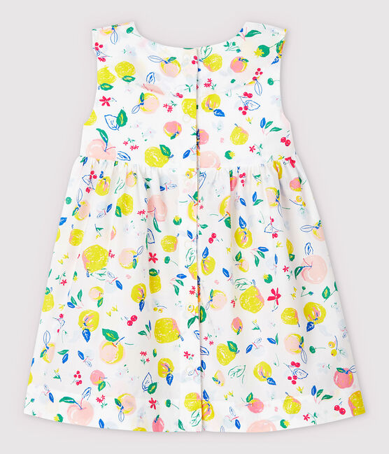 Baby Girls' Short-Sleeved Poplin Dress MARSHMALLOW white/MULTICO white