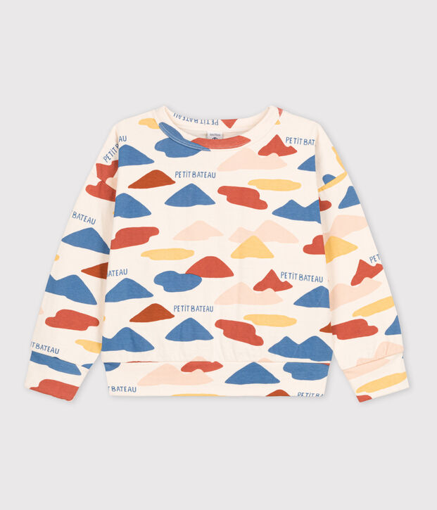 Unisex Printed Tube Knit Sweatshirt Ecru/multicolor