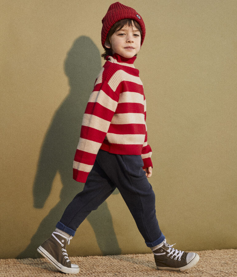 Boys' Stripy Wool/Cotton Pullover beige/red