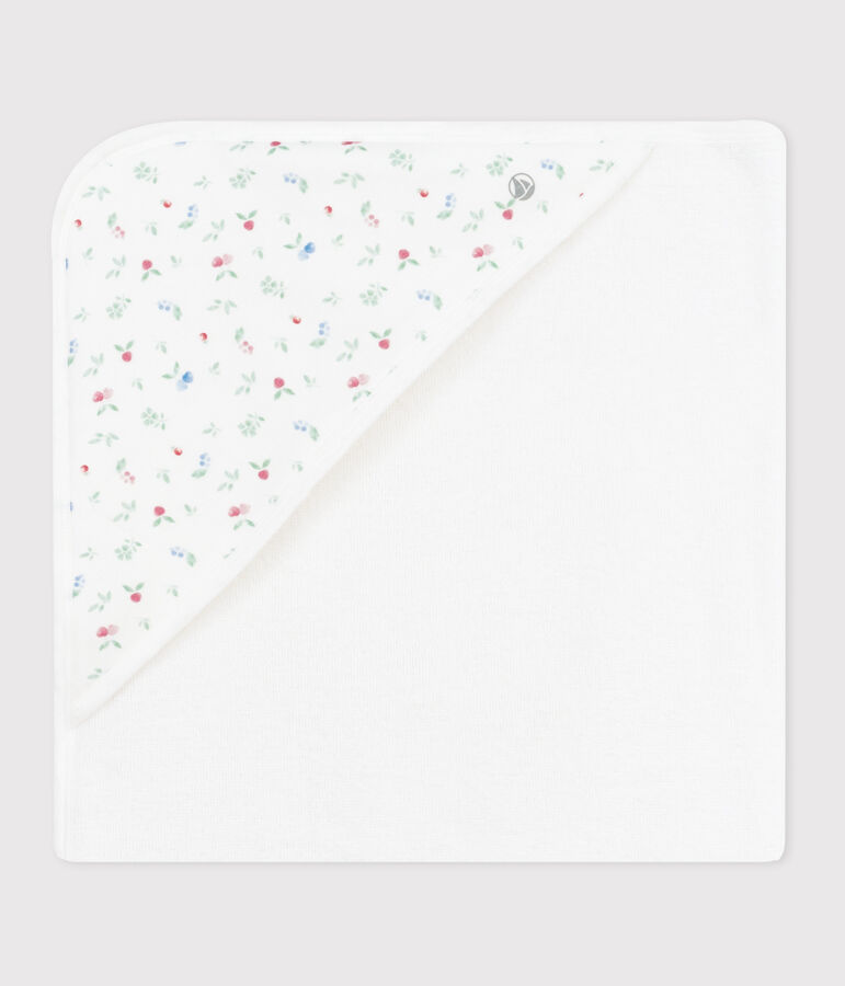 Babies' cotton bath wrap white/multicolor