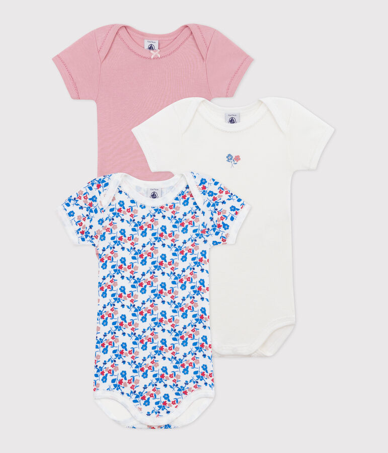Babies' short-sleeved floral cotton bodies - 3-pack variante 1
