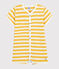 Babies' Stripy Cotton Playsuit OCRE yellow/MARSHMALLOW white