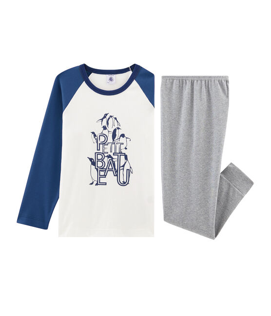 Boys' Ribbed Pyjamas SUBWAY grey/MULTICO white