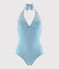 Women's Recycled 1-Piece Swimsuit MYKONOS blue/MARSHMALLOW white