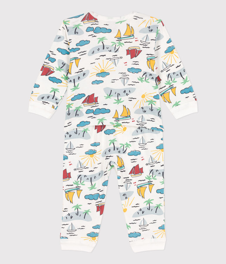 Popperless and Footless Cotton Explorer Sleepsuit white/multicolor