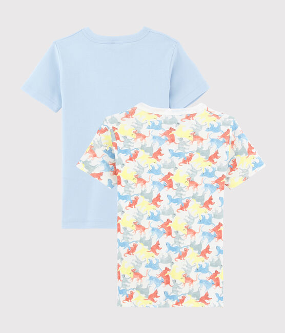 Boys' Short-sleeved Cat Print Organic Cotton T-Shirt - 2-Pack variante 1
