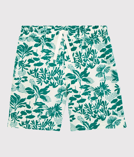 Boys' Printed Recycled Swimming Trunks MARSHMALLOW white/GAZON green