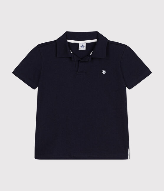 Boys' Short-Sleeved Cotton Polo Shirt SMOKING blue