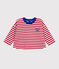 Babies' long-sleeved stripy cotton T-Shirt POMPEI red/MILK