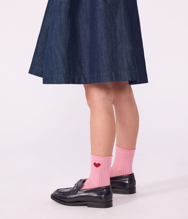 3 pairs of babies' heart-pattern cotton socks multicolor